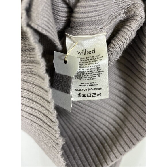 Wilfred Aritzia Merino Wool Ribbed Knit Plunge Front Cropped Cardigan - Picture 3 of 8